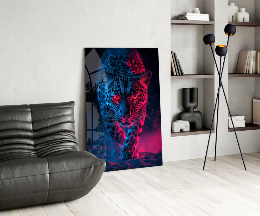 Synthwave glass print bringing wildlife edge to a teen's bedroom