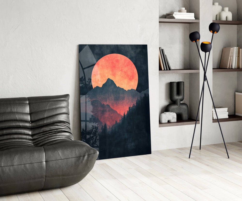 Minimalist glass print bringing modern-poster edge to a designer office
