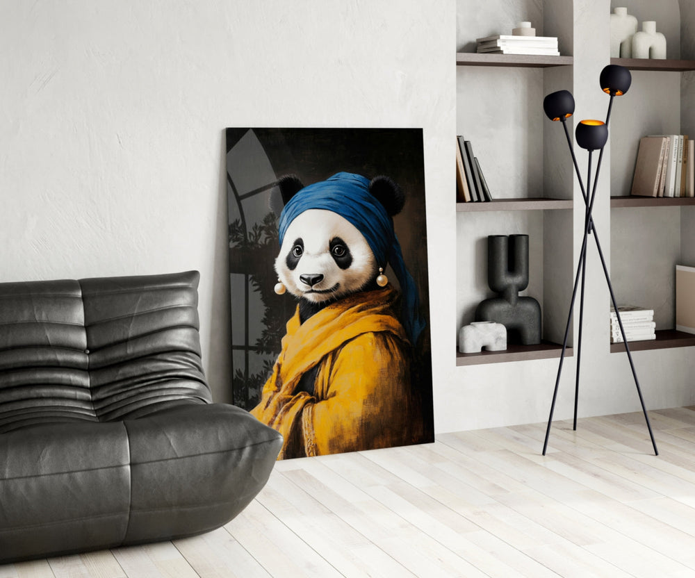Art-history glass print bringing Vermeer-charm edge to a designer office