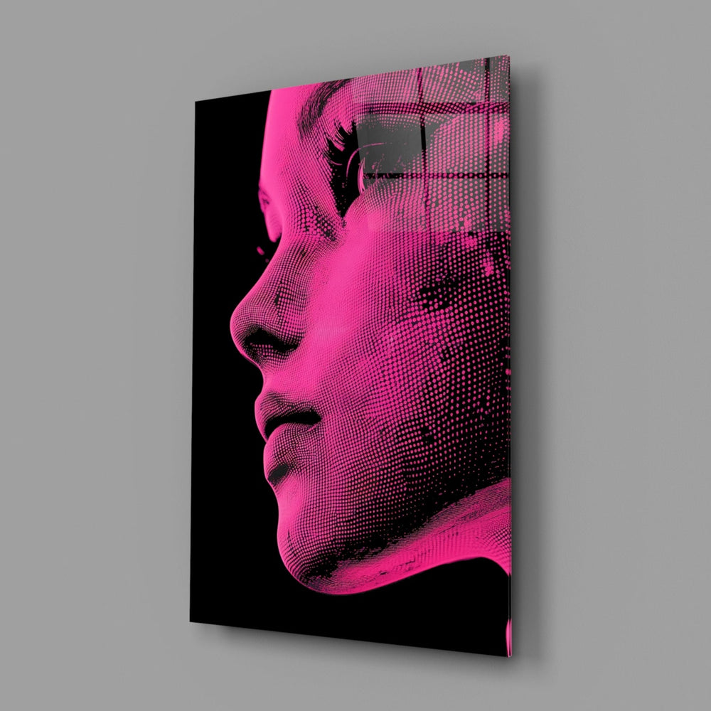 Designer-collection pop-graphic panel anchoring a designer office wall
