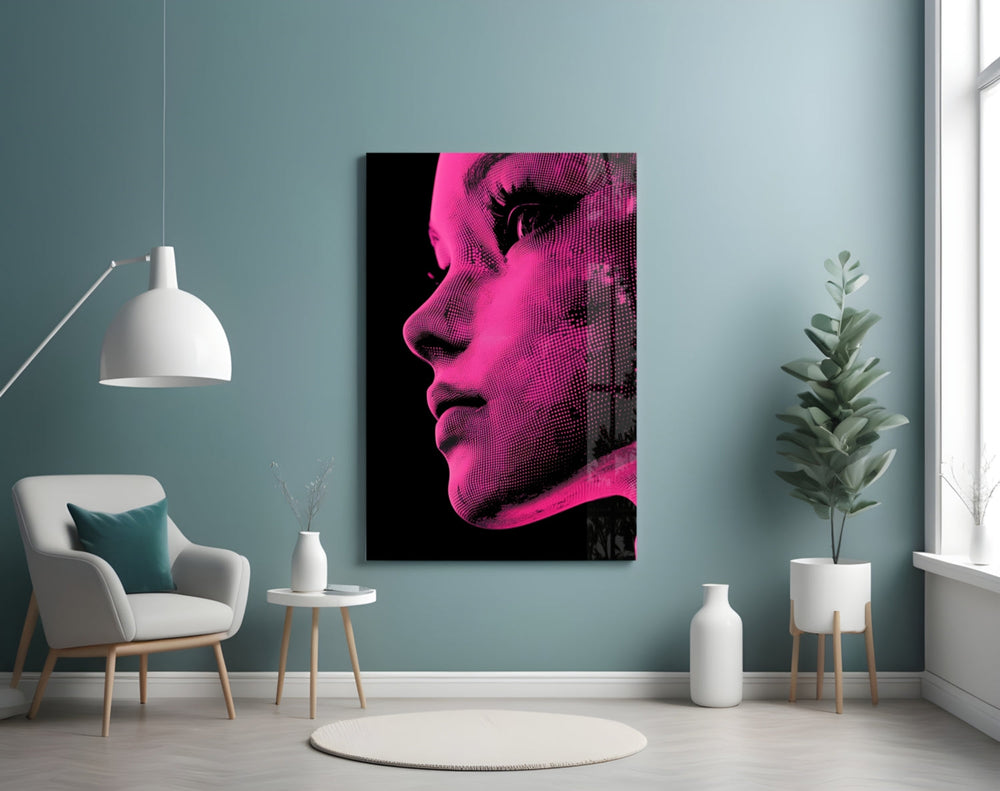 Pink with Dots artwork styled in a millennial-pink-leaning interior