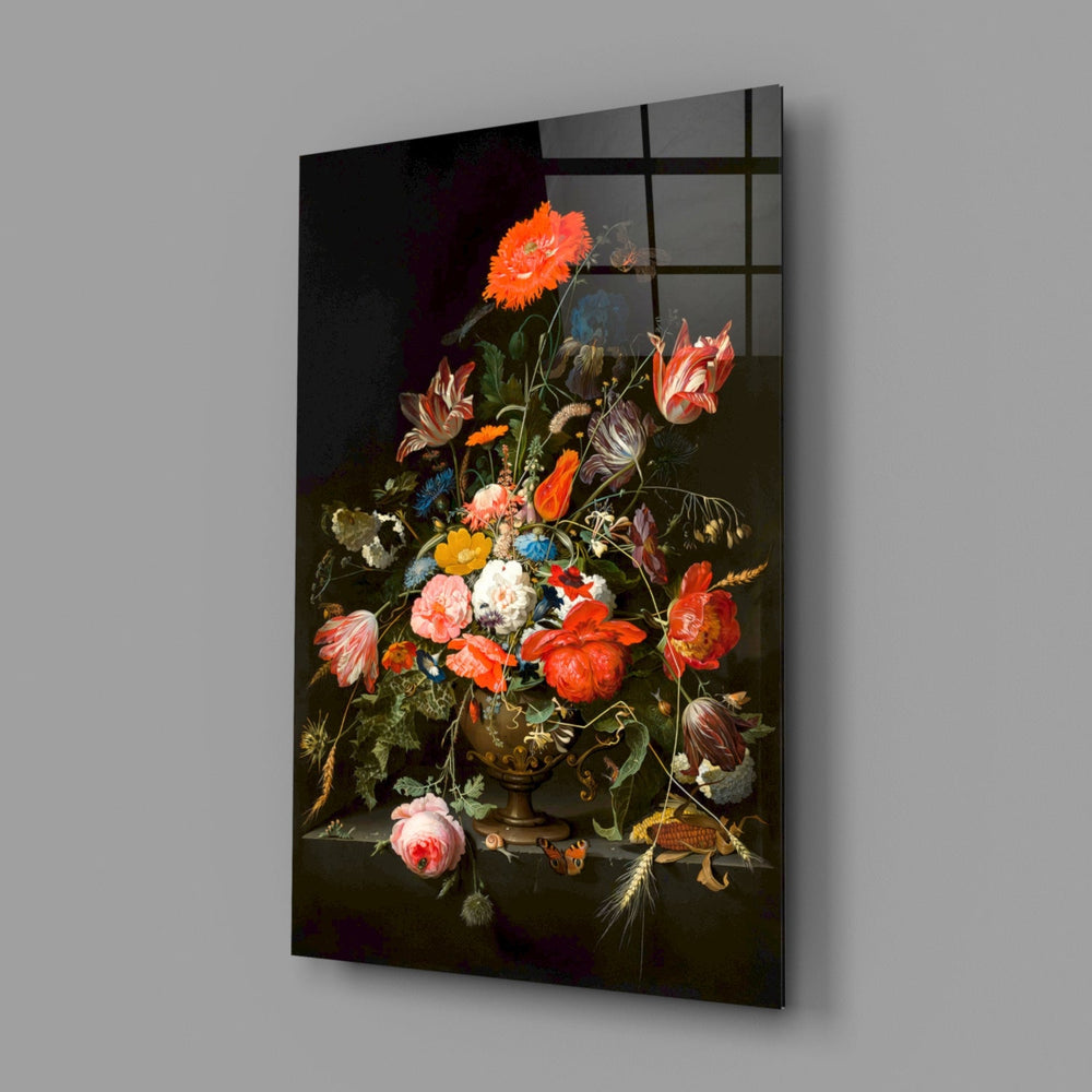 Designer-collection Old-Master still-life panel anchoring a hospitality interior wall