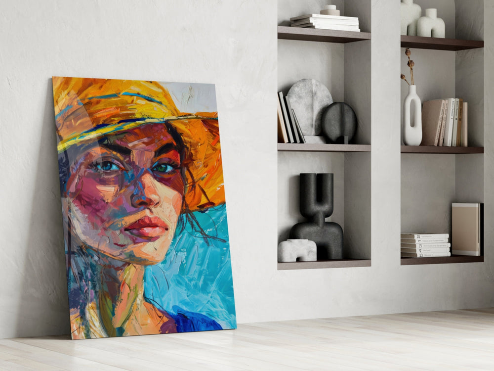 Portrait panel against a moody dark-painted accent wall