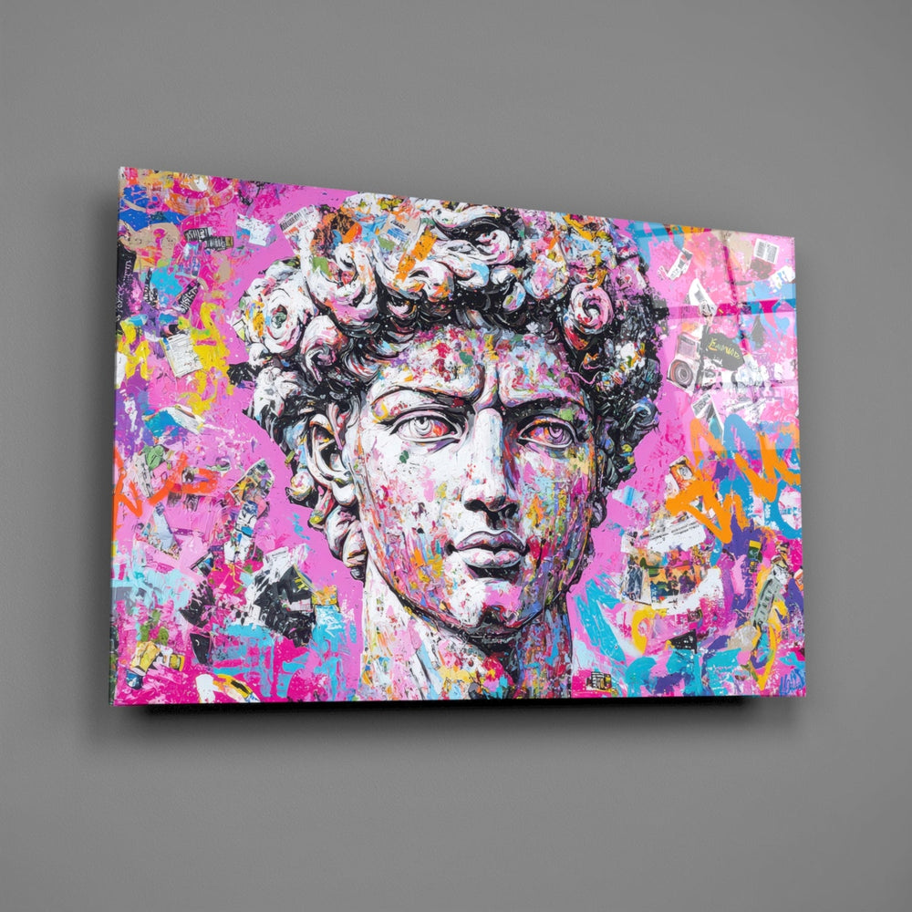 Designer-collection pop-graffiti panel anchoring a designer office wall