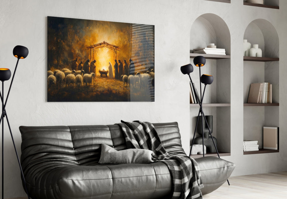 Birth artwork styled in a meditation room interior