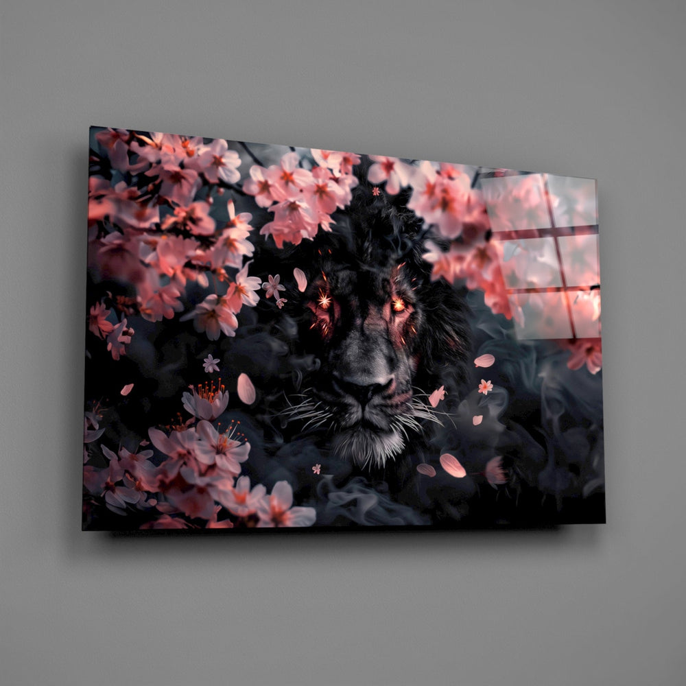 Designer-collection wildlife-fantasy panel anchoring a man cave wall