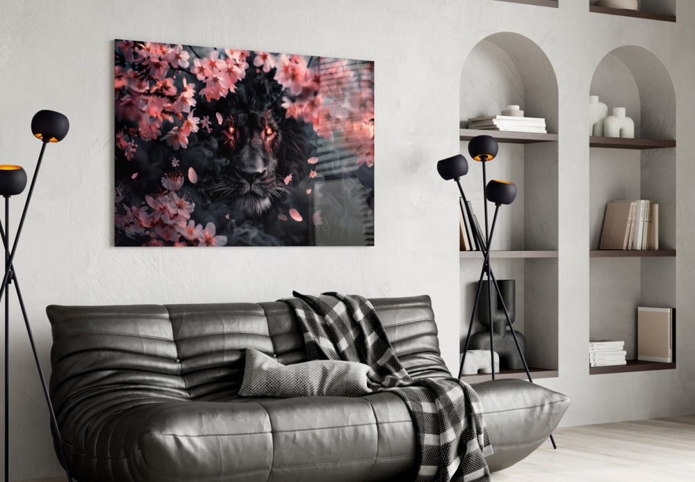 Lion of the Night artwork styled in a designer office interior