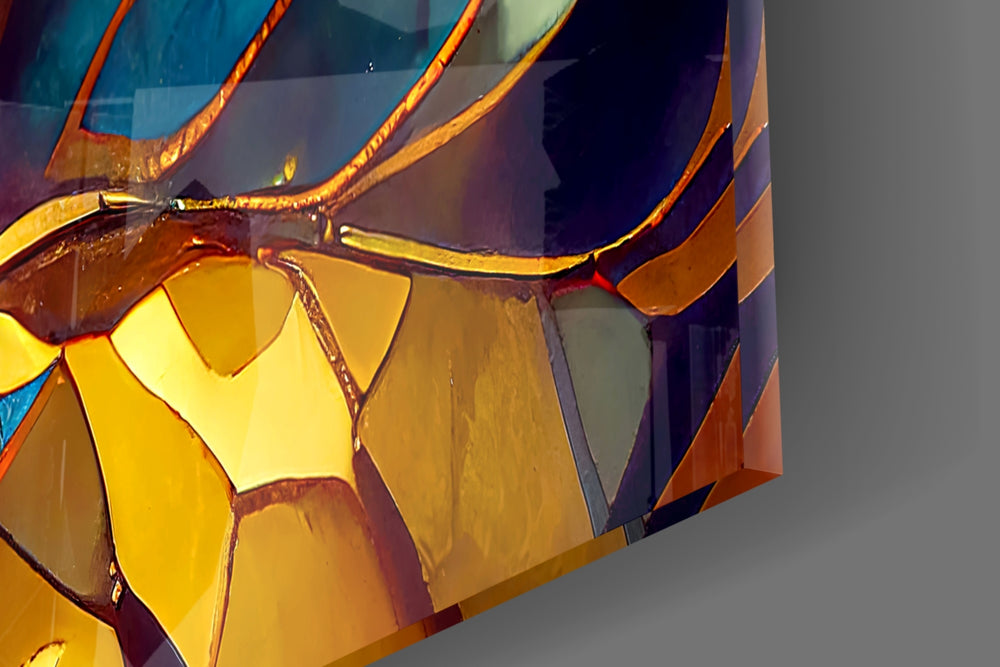 Tiffany-style mosaic foliage glass wall art in boutique-hotel suite