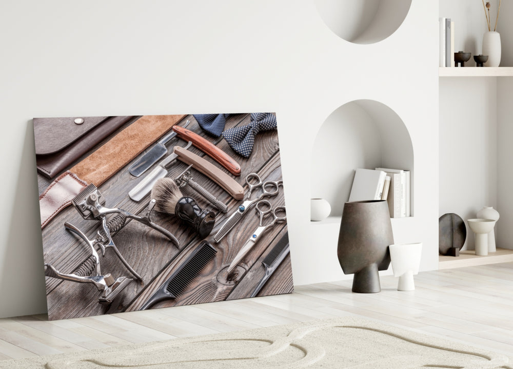 Brooklyn-shop tools cinematic glass wall art over master-bedroom dresser