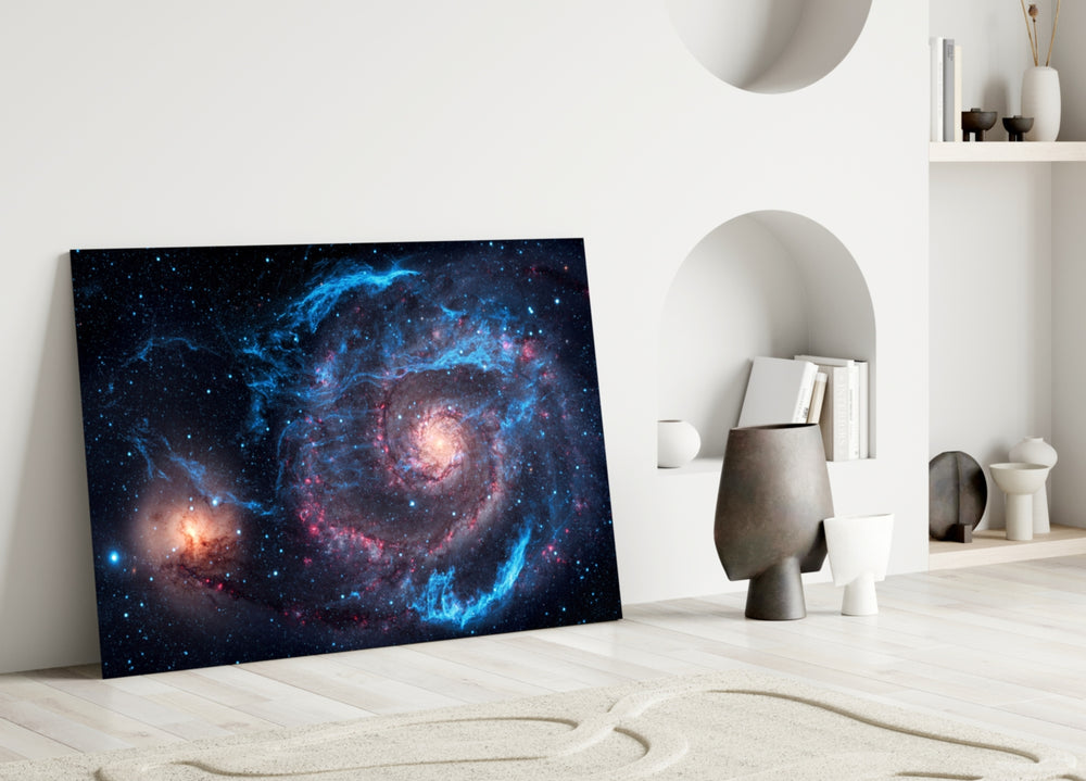 Galaxy archive cinematic glass wall art over master-bedroom headboard