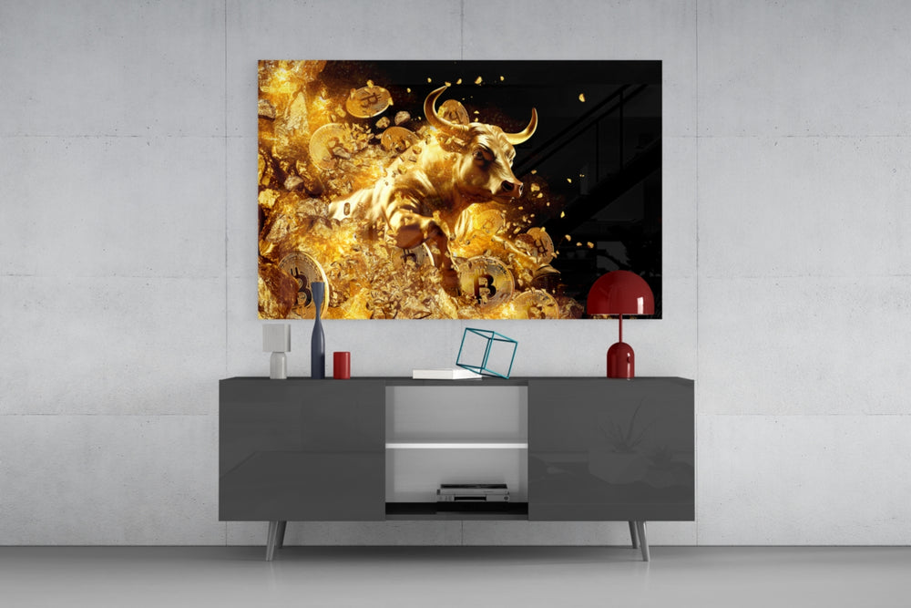 Crypto-trader poster cinematic glass wall art in modern home office