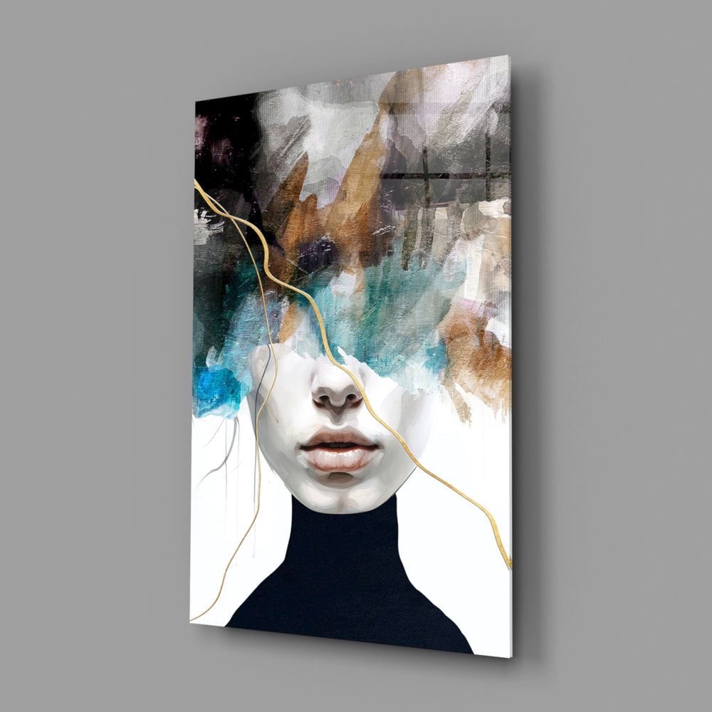 Editorial couture muse glass wall art in fashion-atelier entry