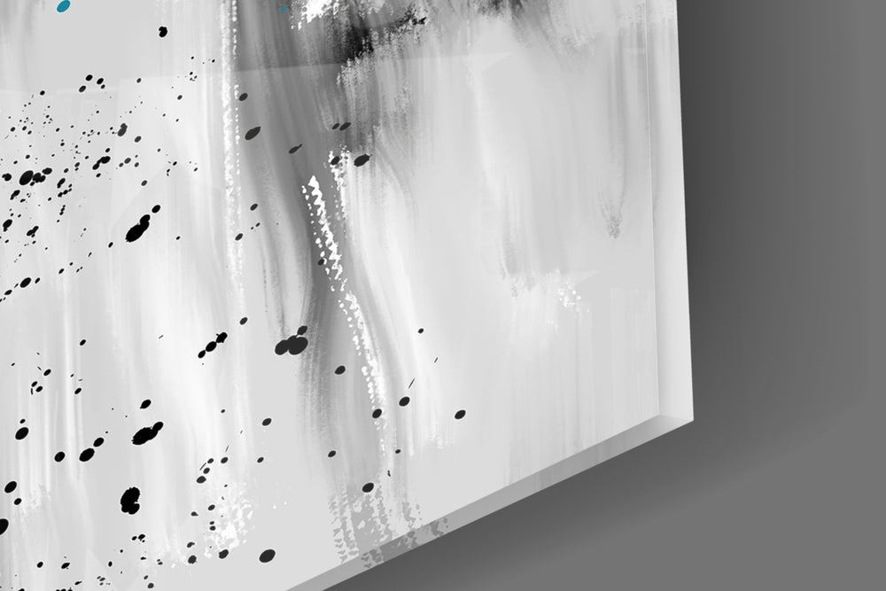Stylized teal-bloom cinematic glass wall art in boutique cafe entry