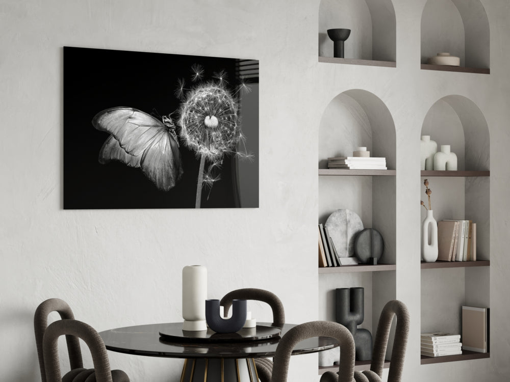 Macro-photography cinematic glass wall art over linen sofa in designer lounge