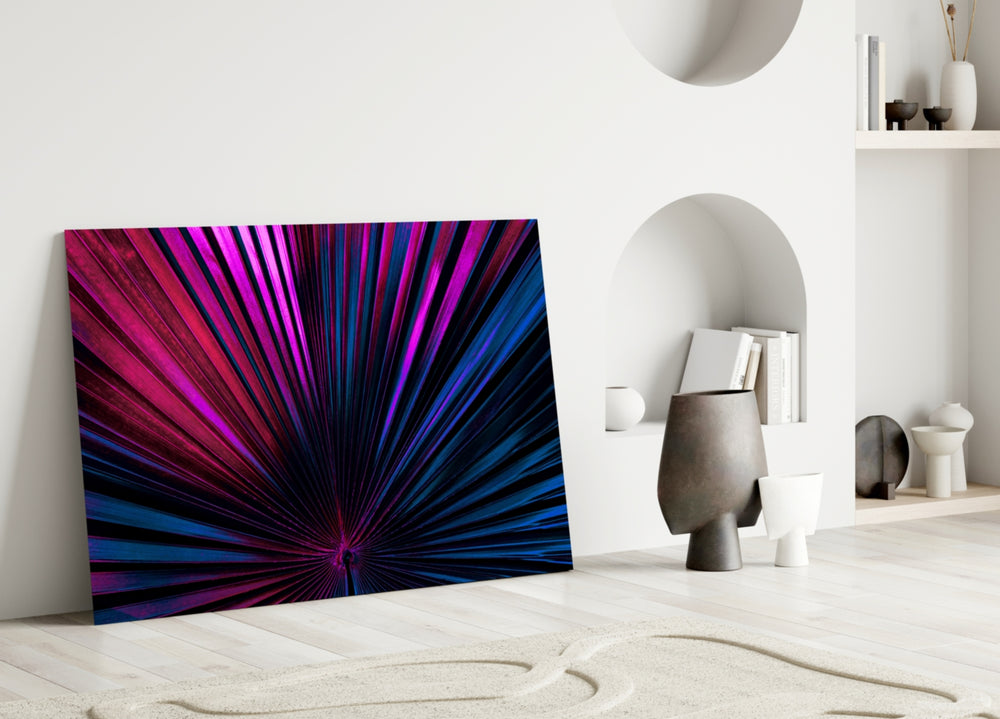 Tropical-modern radiant cinematic glass wall art in hospitality lounge entry