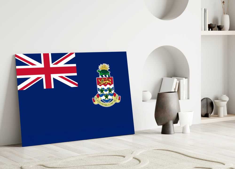 Civic heraldry cinematic glass wall art in heritage stairwell