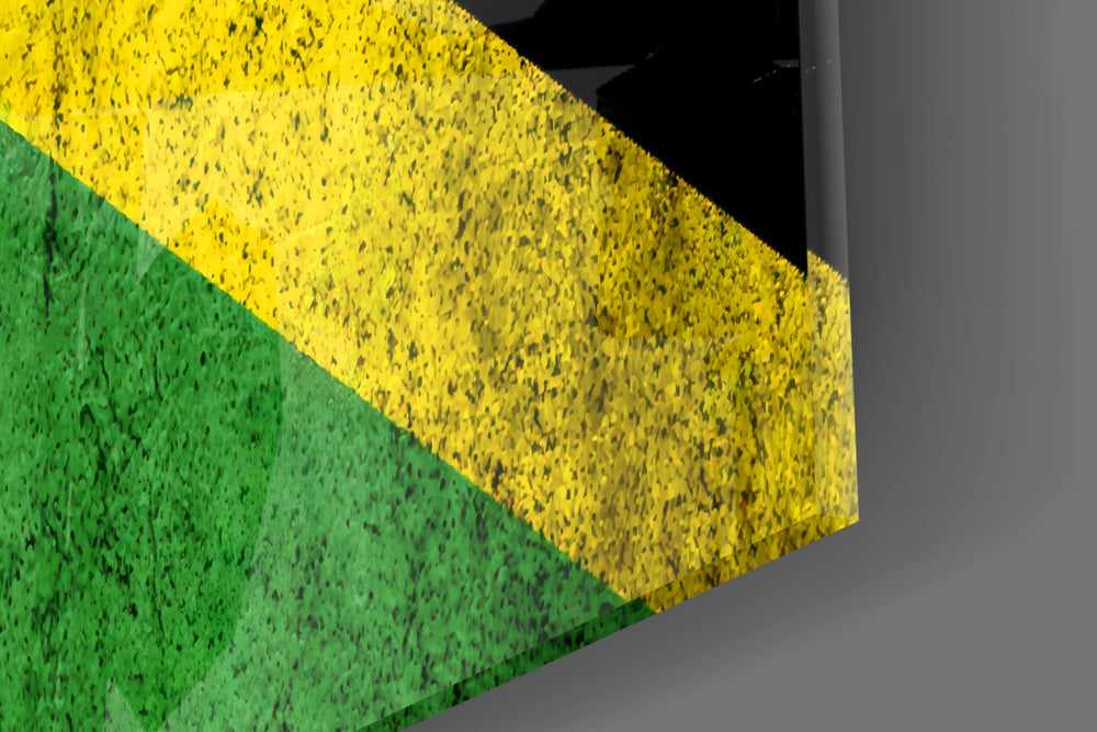 Gold saltire cinematic glass wall art in sports-viewing den