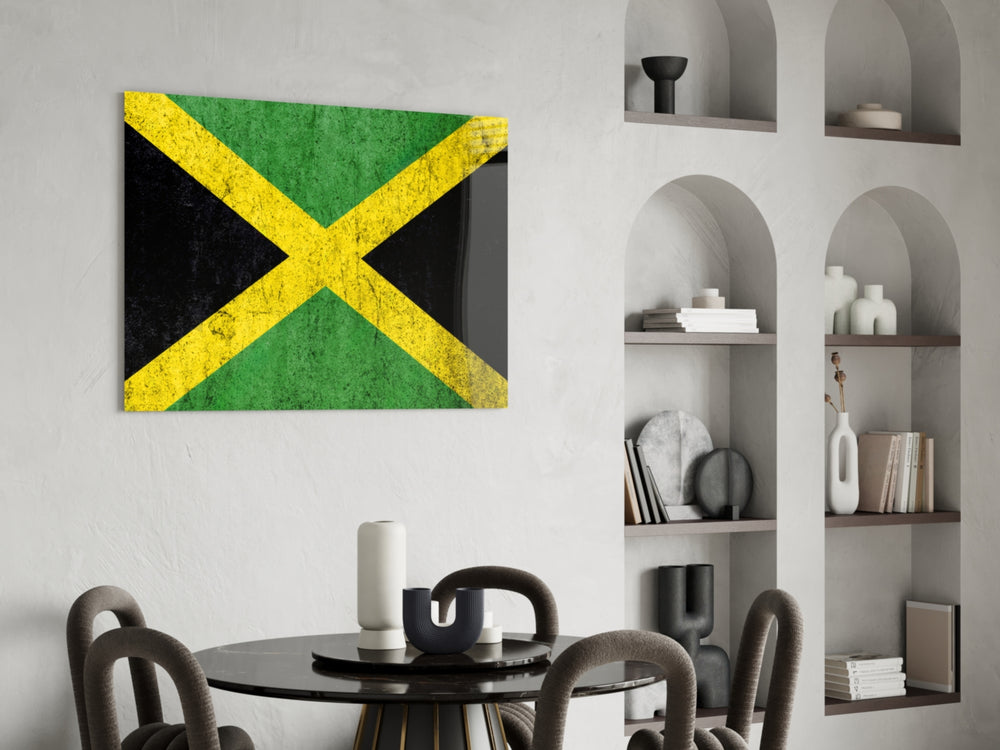 One-Love pride cinematic glass wall art over modern dining sideboard