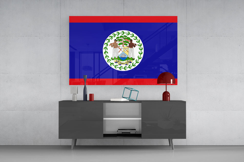 National-pride cinematic glass wall art in private library