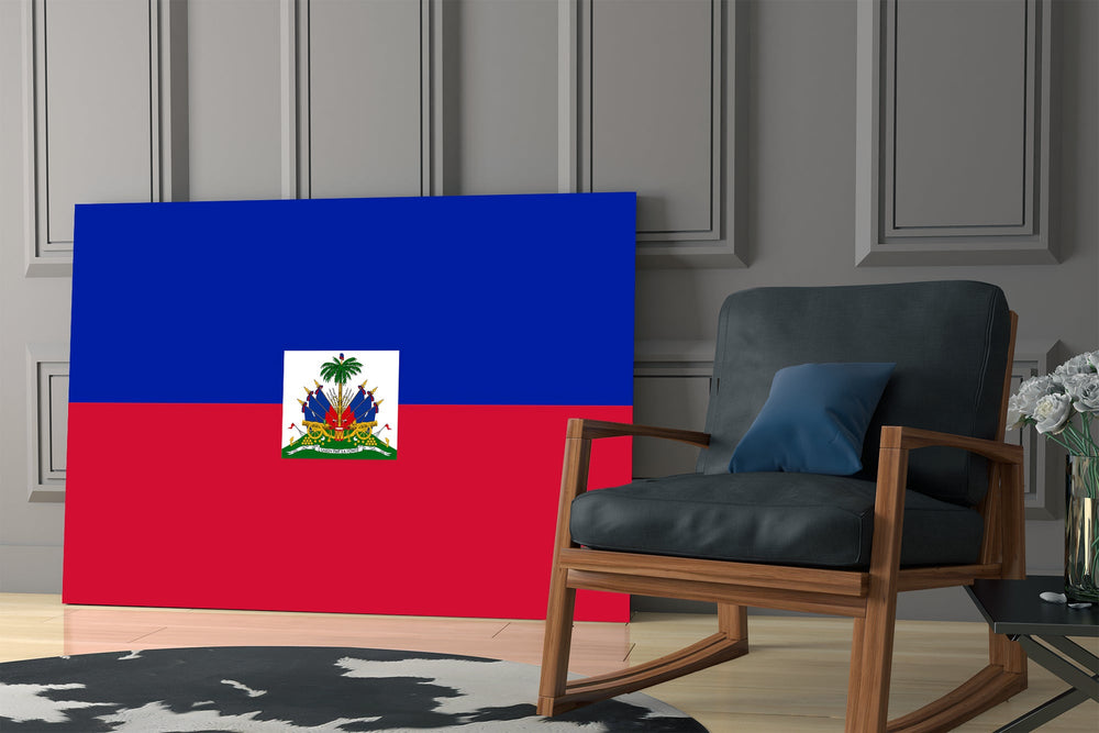Caribbean civic cinematic glass wall art in boutique-hotel reception