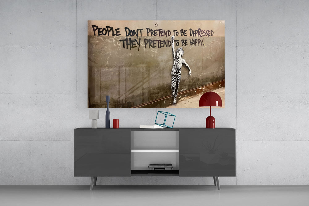 Cream-wall graffiti cinematic glass wall art in private library reading nook