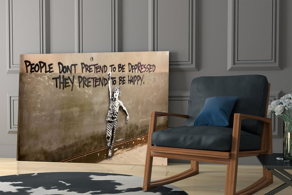 Street-art protest cinematic glass wall art in coworking-space corridor