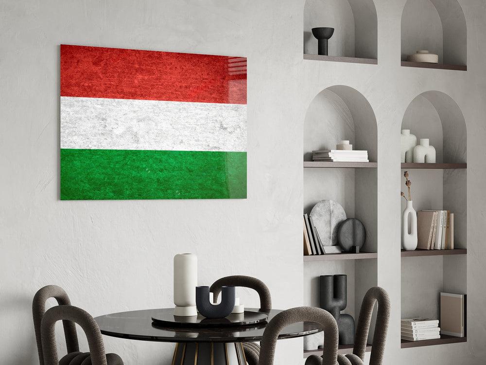 Magyar pride cinematic glass wall art over modern dining sideboard