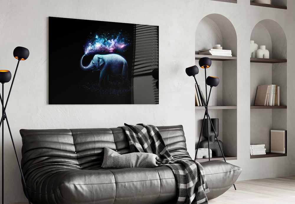 Studio-Ghibli style cinematic glass wall art in creative studio
