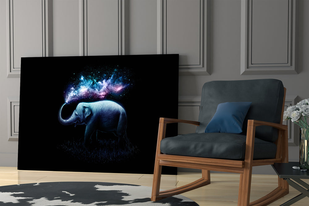 Cosmic stardust cinematic glass wall art in heritage stairwell