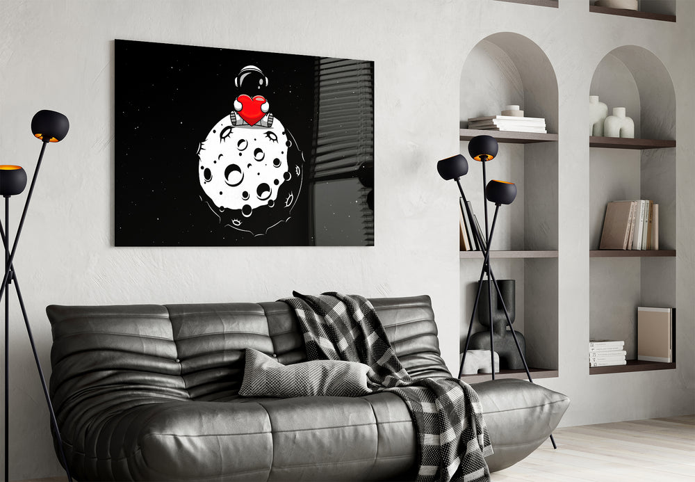 Little-Prince style cinematic glass wall art in creative studio