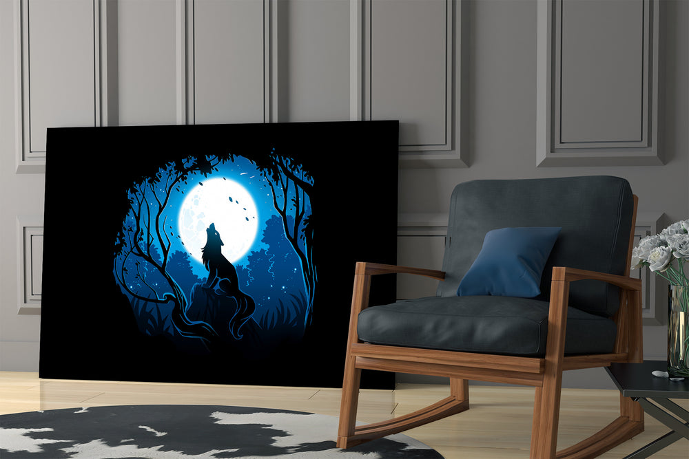 Folklore wildlife cinematic glass wall art in private library reading nook