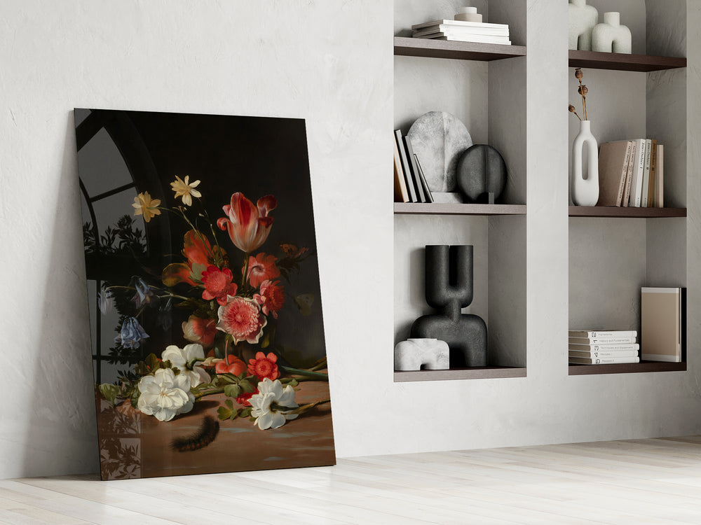 Dutch Golden Age cinematic glass wall art in boutique-hotel lounge