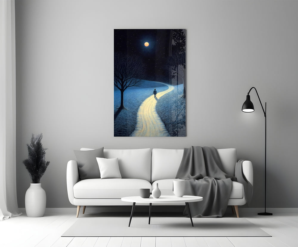 Henri-Rousseau-style cinematic glass wall art in heritage stairwell