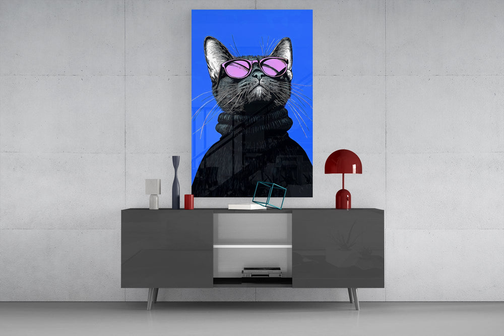 Editorial humor cinematic glass wall art in light-filled atelier