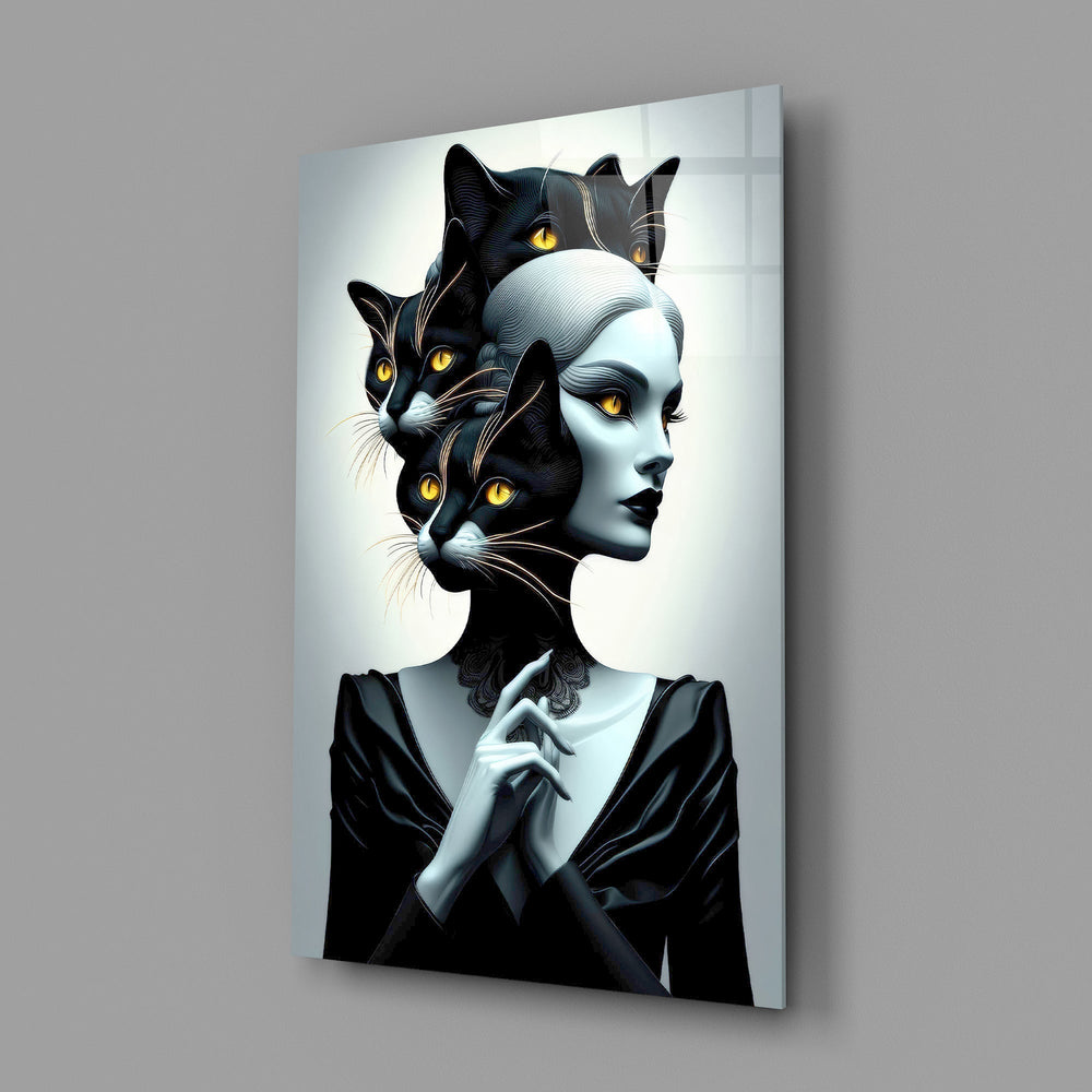 Tim Burton surreal cinematic glass wall art in feminine-luxe boudoir