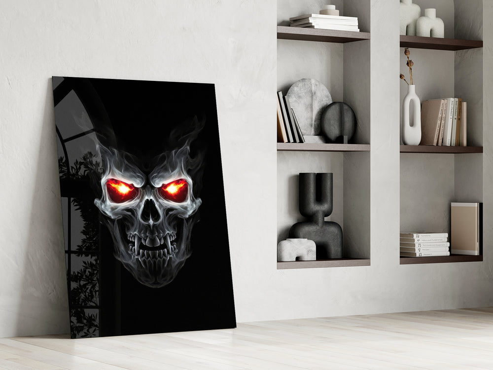 Heavy-metal album cinematic glass wall art in private library reading nook