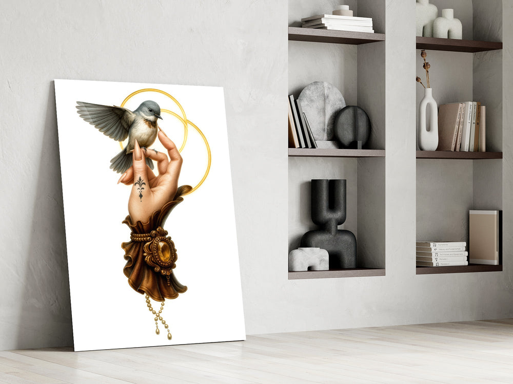 Fine-line tattoo cinematic glass wall art in private library reading nook