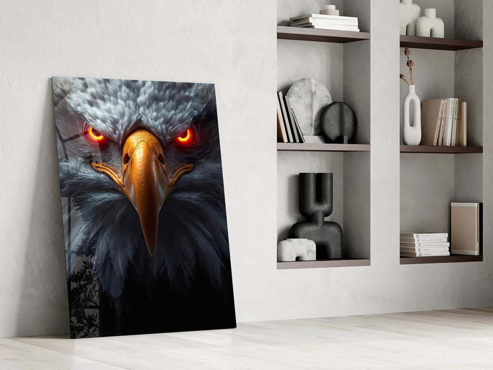Apex-predator portrait cinematic glass wall art in private library reading nook