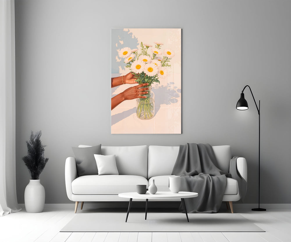 Vintage Flower Bouquet Artwork Glass Wall Art