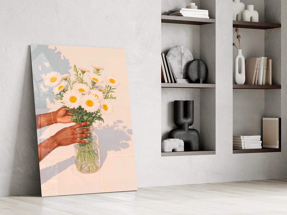 Sun-washed cream cinematic glass wall art in private library reading nook