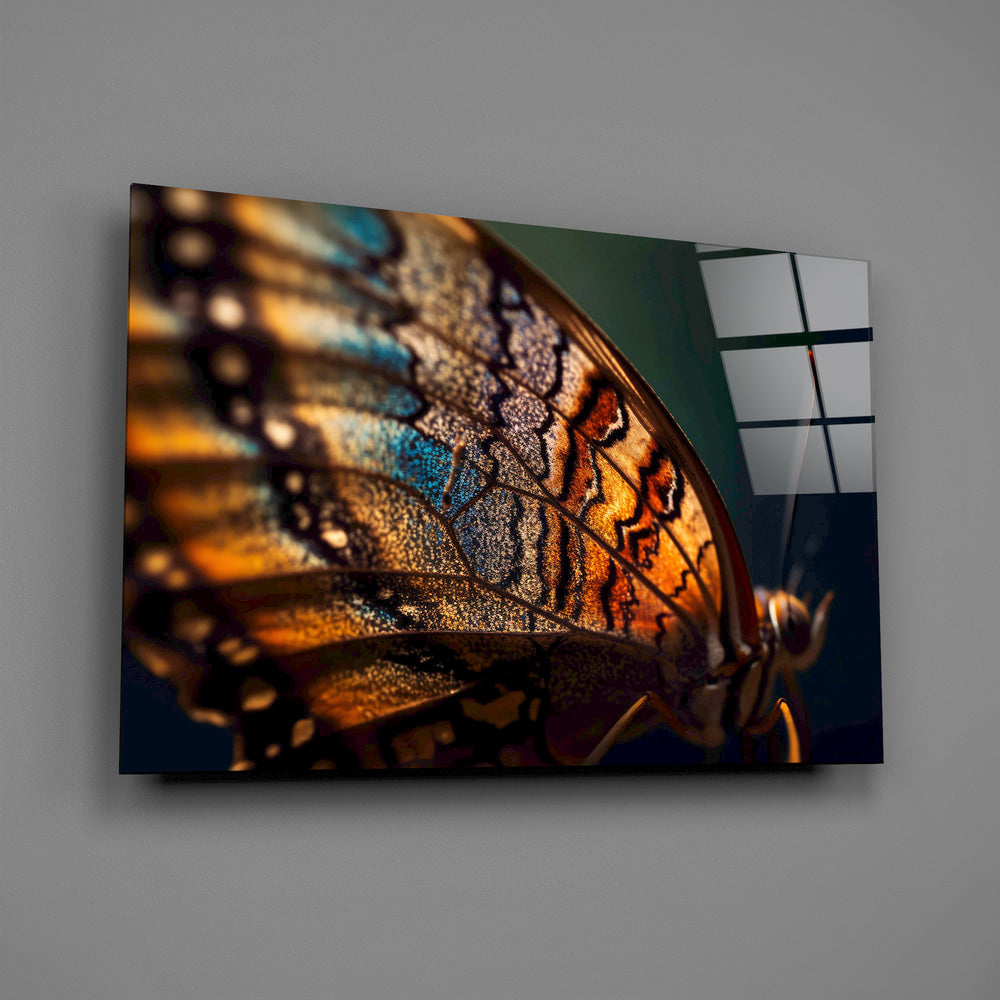 Stained-glass nature cinematic glass wall art in botanical-themed bedroom