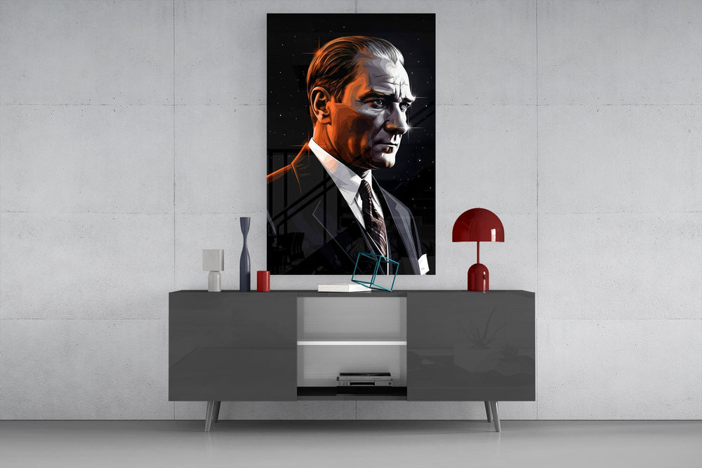 Presidential vector cinematic glass wall art in formal sitting room