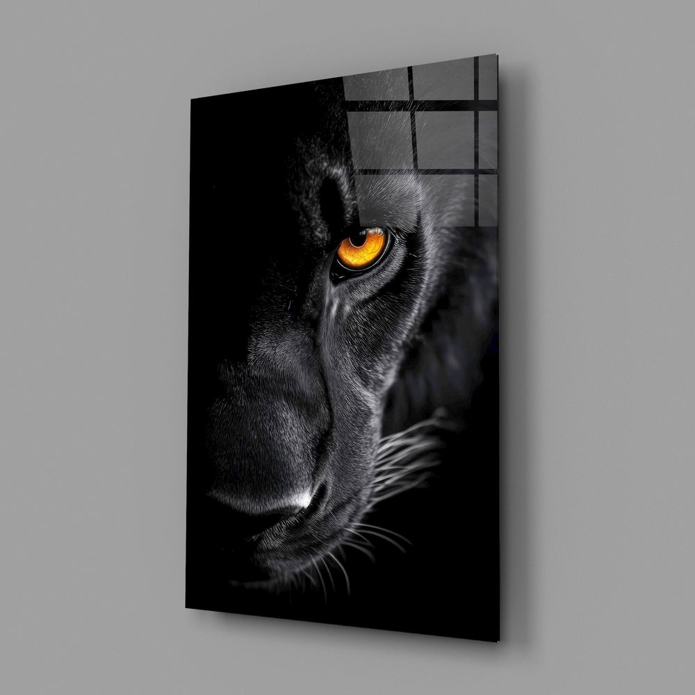 Apex-predator wildlife cinematic glass wall art in luxury-watch boutique entry