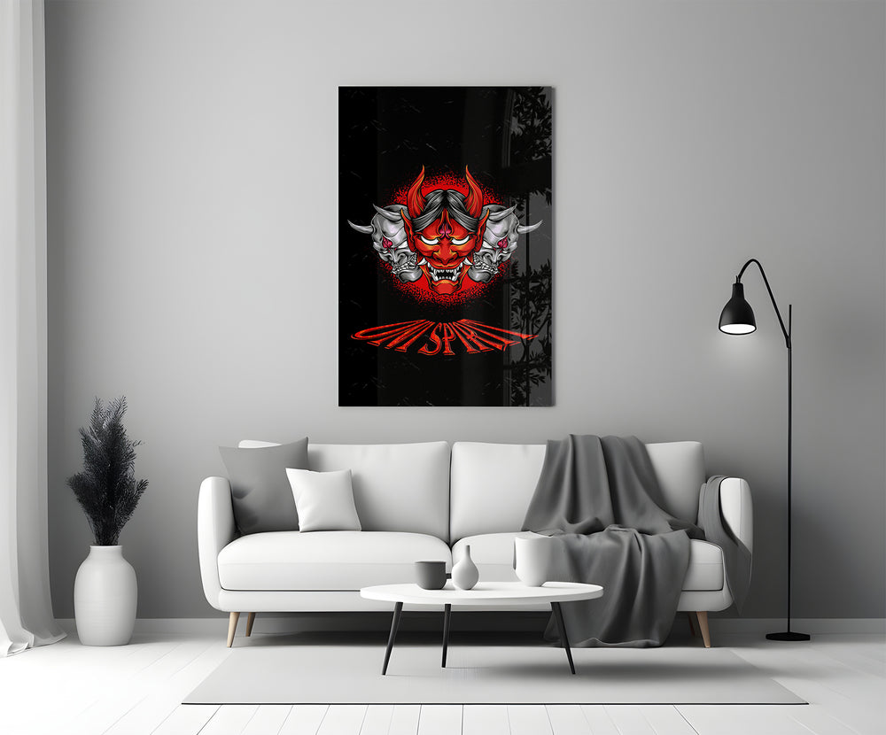 Oni-Spirit poster cinematic glass wall art in heritage stairwell