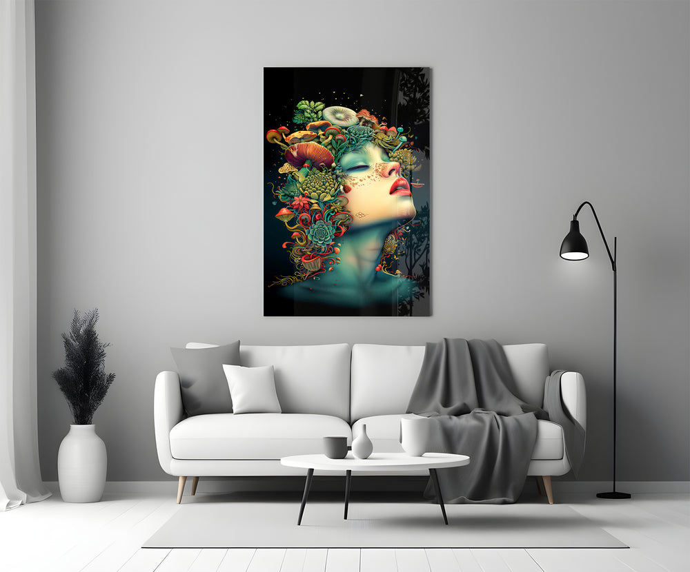 Polish-Symbolist style cinematic glass wall art in heritage stairwell