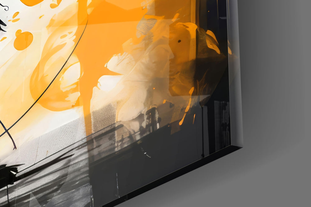 Big-eyed doodle cinematic glass wall art in creative studio