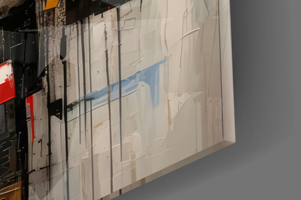 Mediterranean civic cinematic glass wall art in private library