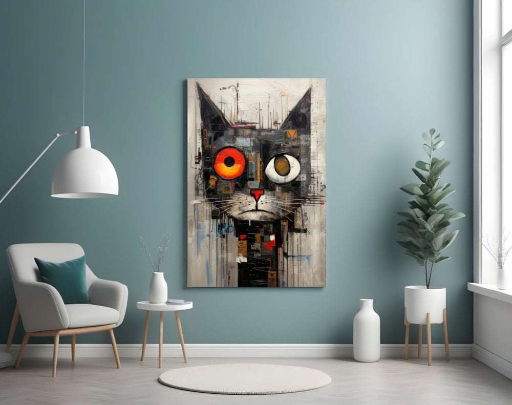 Grunge tangerine island cinematic glass wall art in sports-viewing lounge