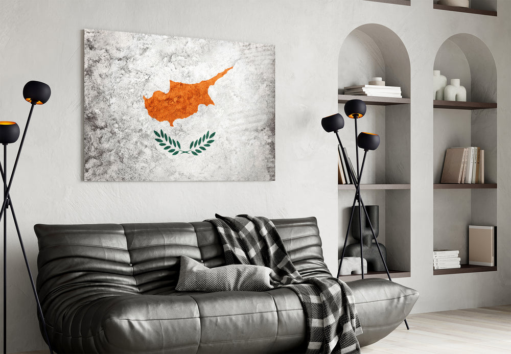 Albanian flag cinematic glass wall art in heritage-themed family room