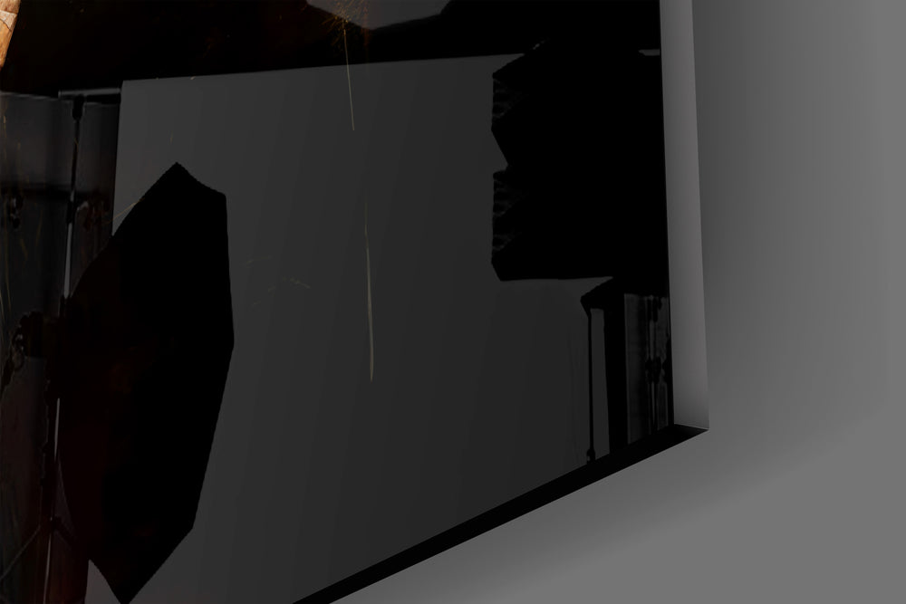 Crown destiny cinematic glass wall art in masculine-luxe study